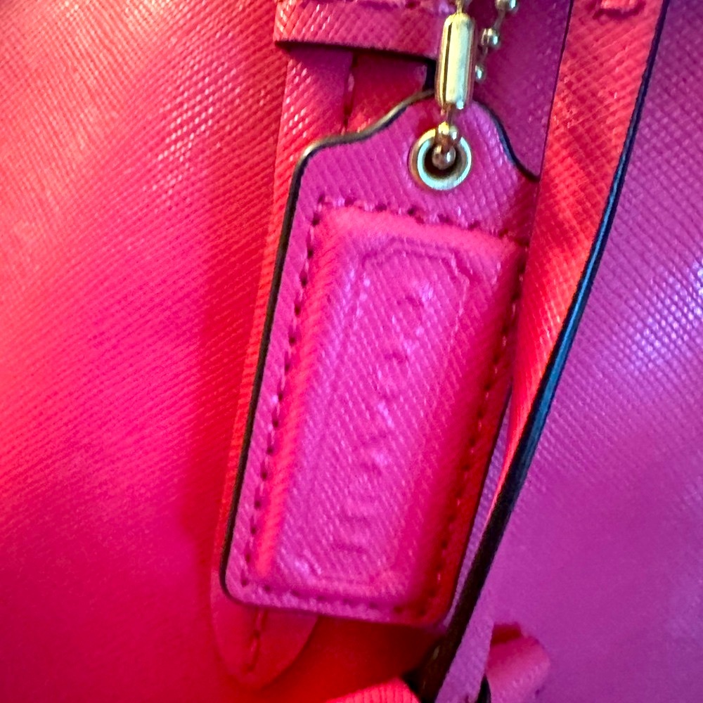 🥰🥰Coach Peyton Pink Saffiano Leather Large Drawstring Tote Carryall - Picture 8 of 14